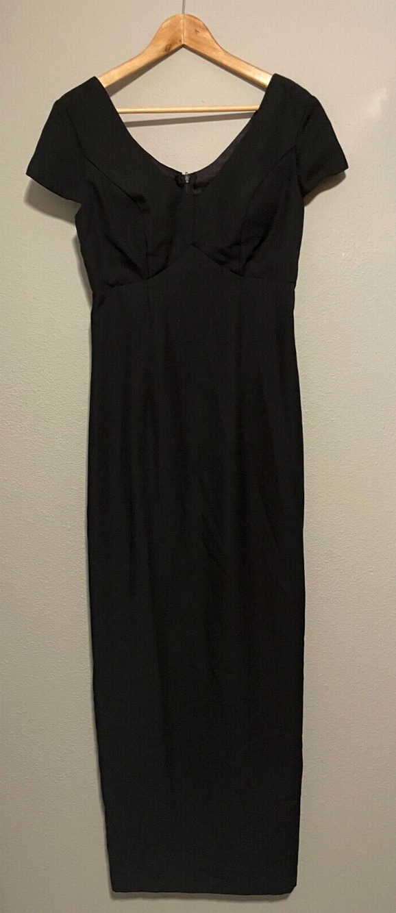 Vintage Alyce Designs Womens Maxi Dress Size 10 Black Formal Evening Neutral 90s